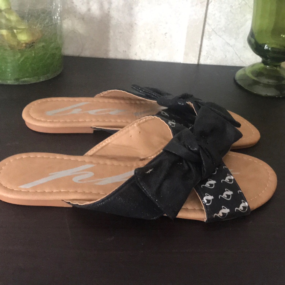 Baby Phat Black and Silver Sandals with Bow Detail